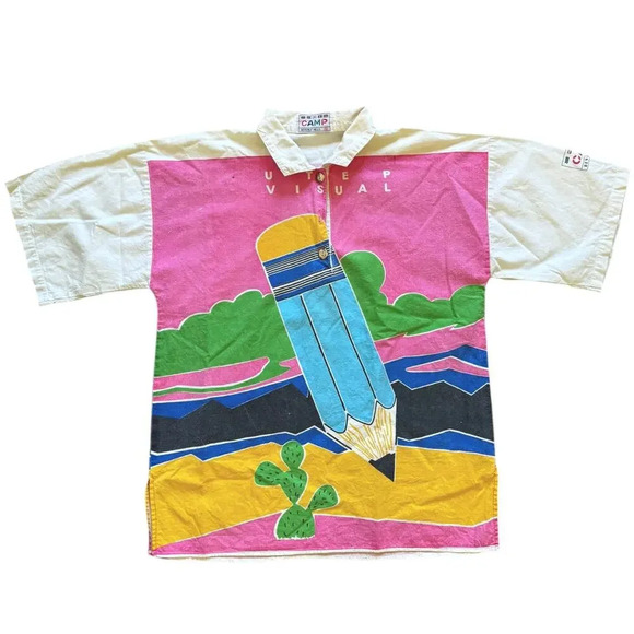 Vintage Camp Beverly Hills Collared Polo Graphic T-Shirt Size S - Picture 3 of 8
